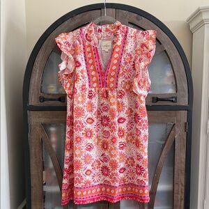 Umgee Pink and Orange Floral Dress